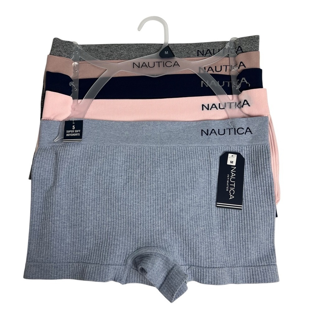 Nautica Women’s Boyshort Panties Sz Medium Pkg/5 Multi Colors Super Soft Tagless